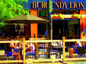 sidewalk-cafe-lunch-on-the-terrace-burgundy-lion-pub-st-henri-montreal-scene-carole-spandau-carole-spandau